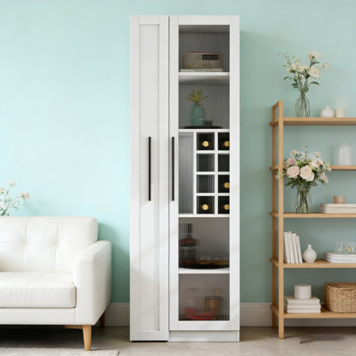 Expandable Pull-Out Kitchen Pantry Cabinet With Multi-Tier Storage, Farmhouse Style For Organized Living And Dining Areas
