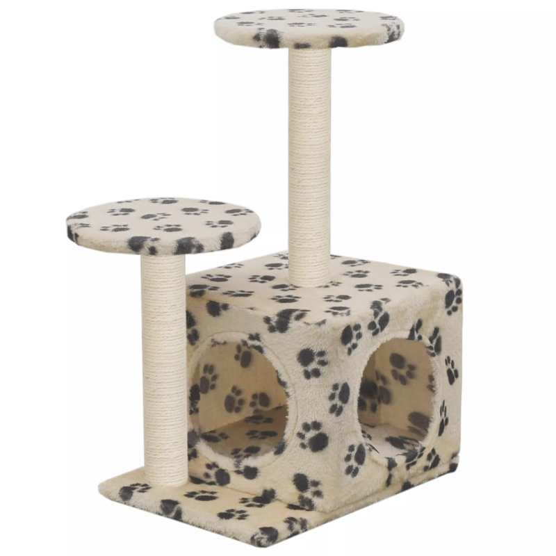 vidaXL Cat Tree with paw prints, Beige