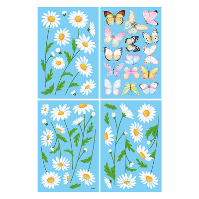 Spring Butterflies Sticker With Flower Cling Window Sticker For Holiday Storefront Wall Decoration