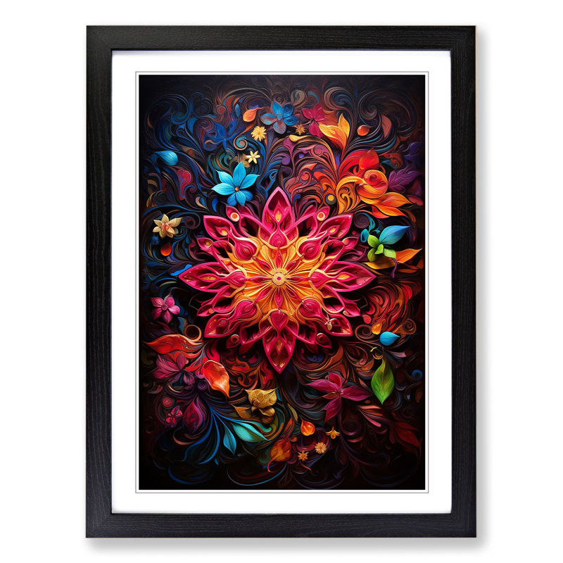 Mandala Contemporary Art - Framed Print, 46cm H x 34cm W x 2cm D, Black Framed