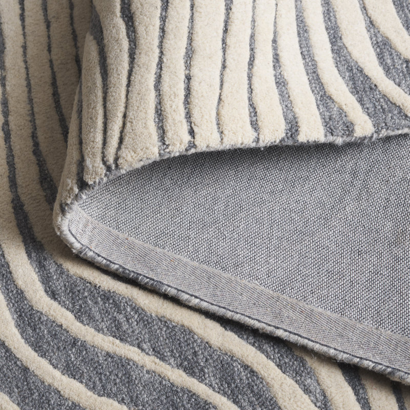 Ebony 707 Hand Tufted Wool/Cotton Abstract Rug in Gray/Ivory, Rectangle 5' x 8'