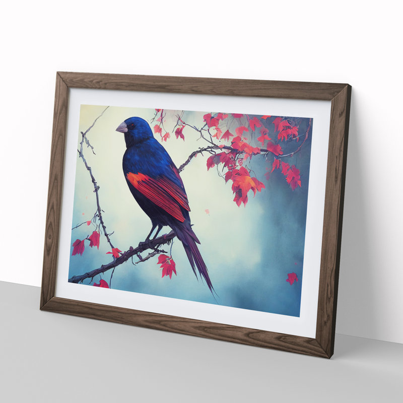 Incomparable Bird - Single Picture Frame Print, 46cm H x 64cm W x 2cm D, Walnut