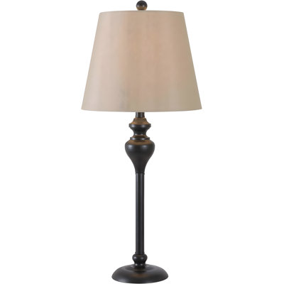 Ensemble de lampes de plancher et de table traditionnelles avec finition bronze huilé et abat-jour fuselés brun clair, compatible avec Alexa