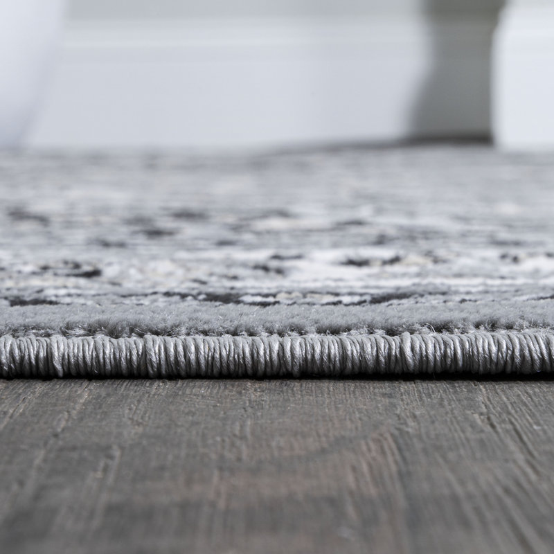 Keohane Modern Persian Floral Gray/Ivory Rug, Runner 2' x 10'