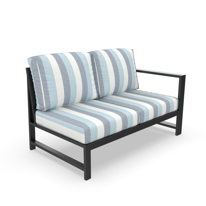Oltjana Right Arm Outdoor Loveseat With Sunbrella Cushions, Right Hand Facing, Direction Dew