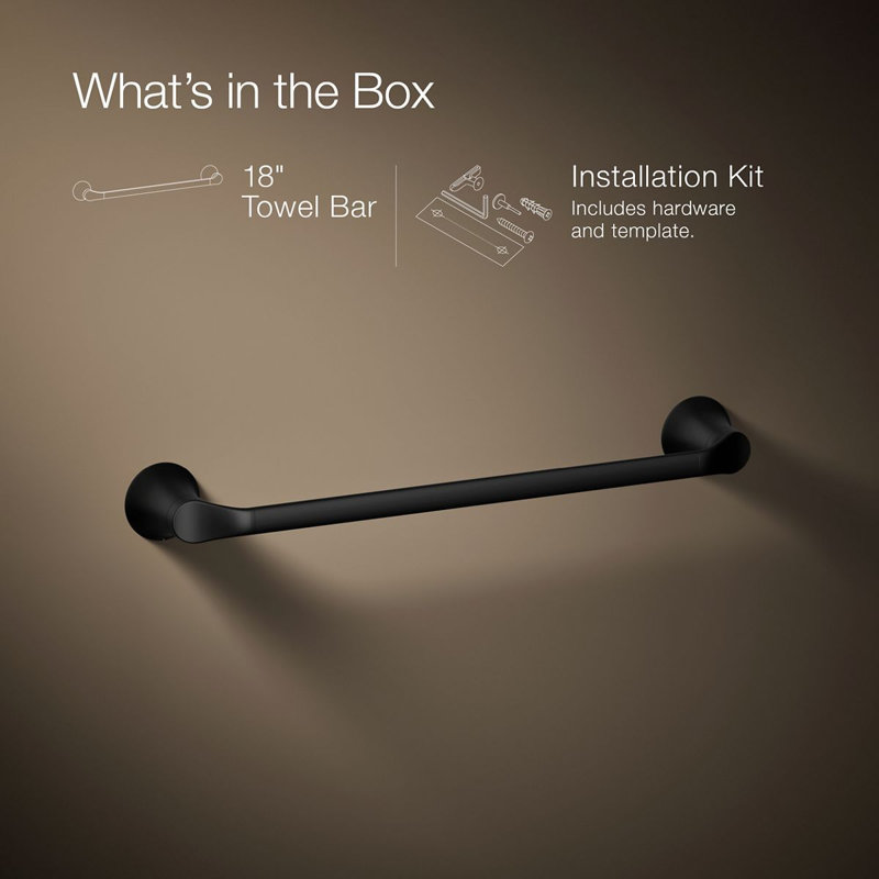 Simplice Towel Bar, Matte Black, 18"W