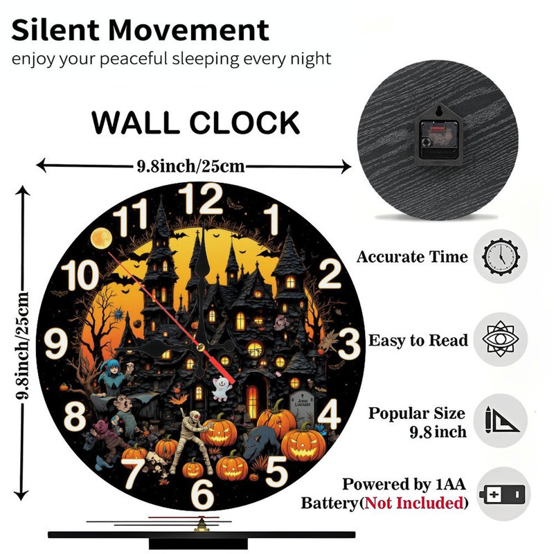 Horloge d'Halloween citrouilles de château hanté