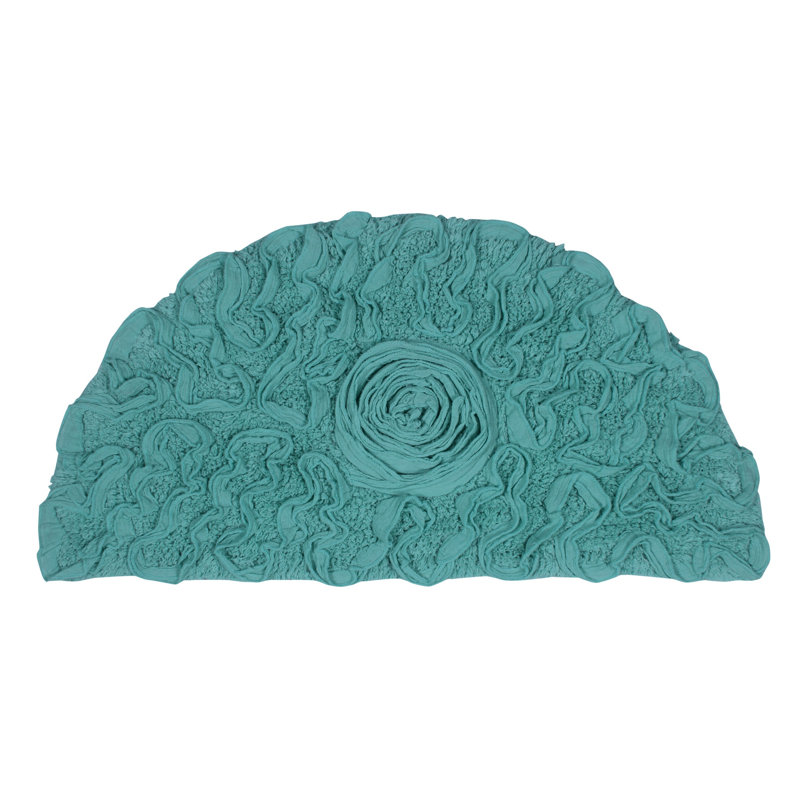 Tapis en demi-lune lavable à la machine 100% coton Franciska Home Weavers - 17 po x 30 po, Turquoise