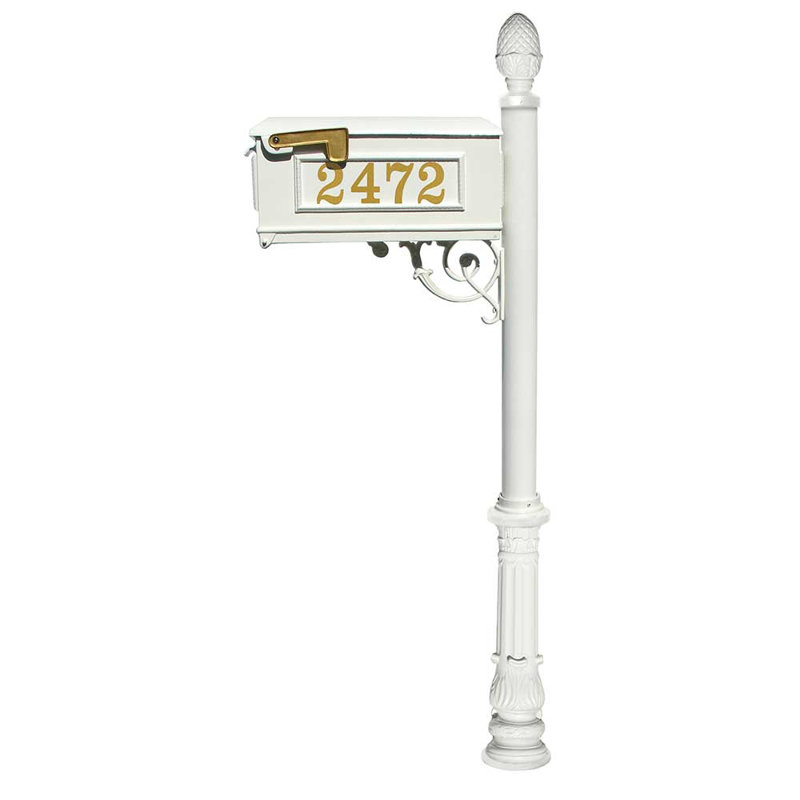 Lewiston Aluminum Post Mounted Mailbox, White