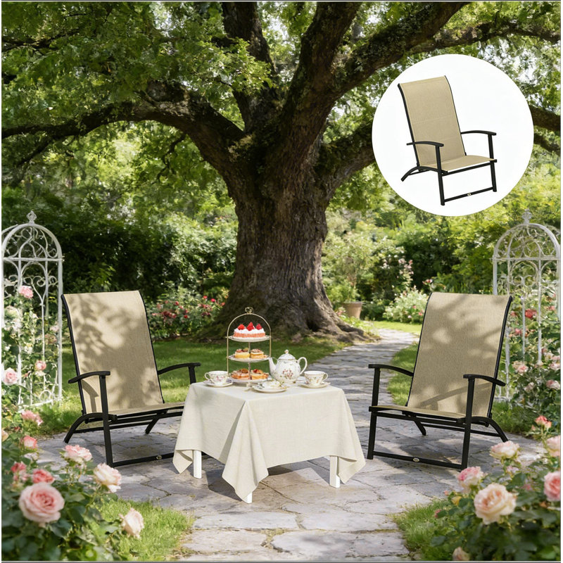 Ensemble de 2 chaises d'extérieur pliantes, Beige/noir