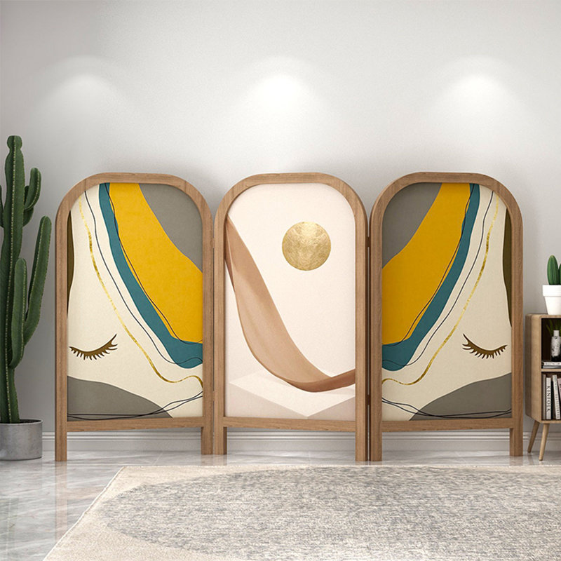 Écran d'art abstrait en bois massif minimaliste