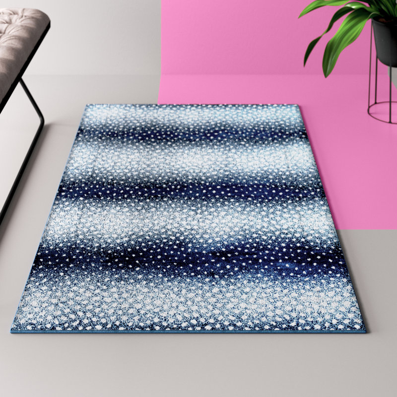 Tapis bleu marine / crème Allerie, Rectangle 4pi x 6 pi