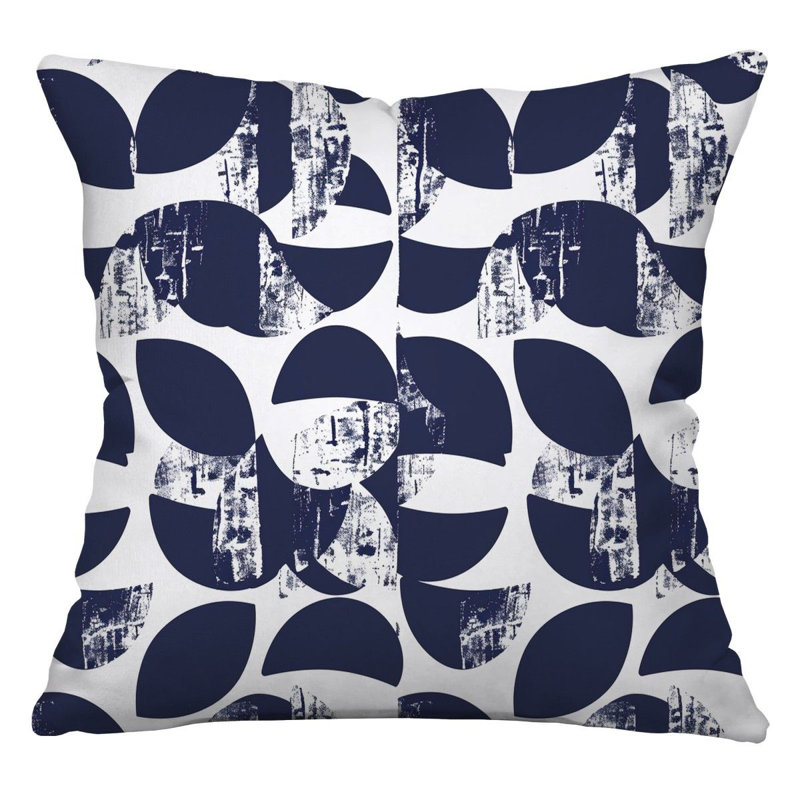 Navy Floral Cool Cotton Blend Reversible Throw Pillow, 18"H x 18"W