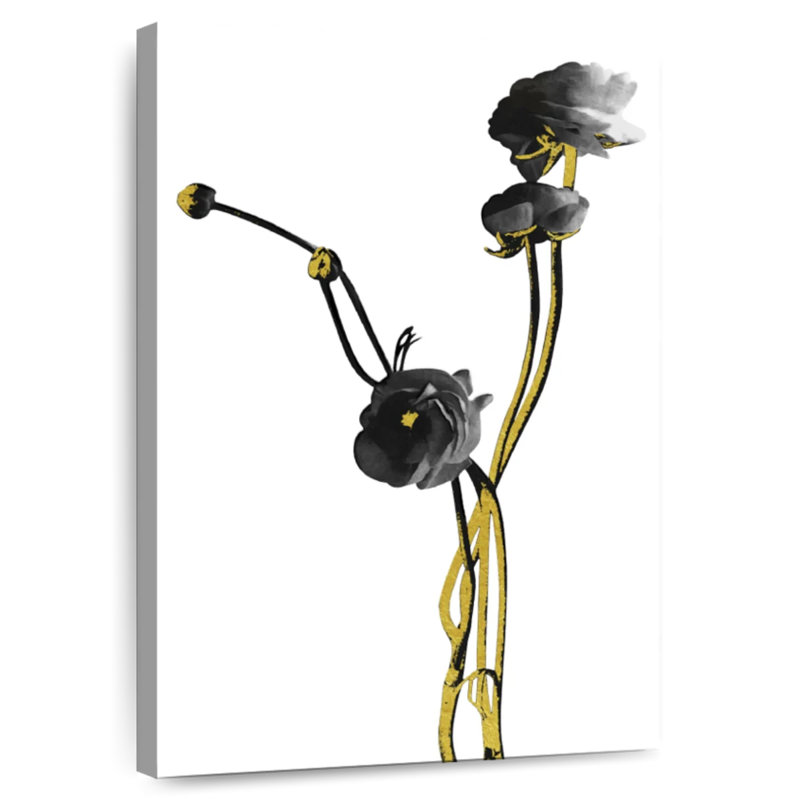 Fleur Harnek noir minimal et or I, H 45 po x l 30 po