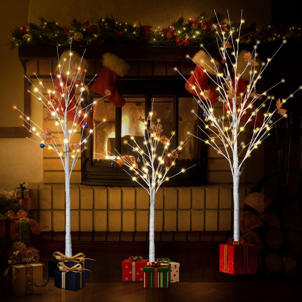 The Holiday Aisle® Birch 48' Traditional Christmas Tree with LED Lights and Remote  Control, Christmas Tree