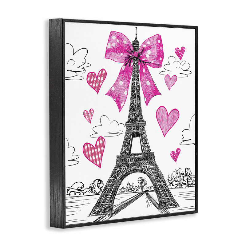 Giclée encadrée de la Tour Eiffel en forme de cœur, design par Jess Stempel, H 14 po x l 11 po