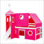 Lit mezzanine simple avec glissoire, tente rose et tour pour enfants - Design amusant et fonctionnel