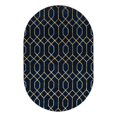 Glam Navy Blue Gold Area Rug