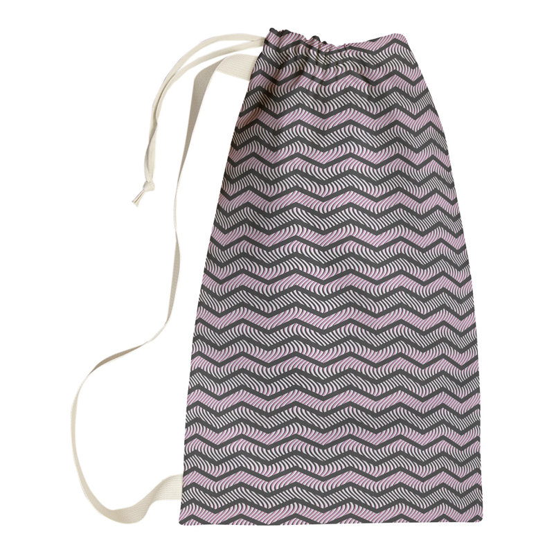 Sac à linge à chevrons à la main classic Stephenie, H 29 po x l 18 po x P 1,5 po, Noir / Rose