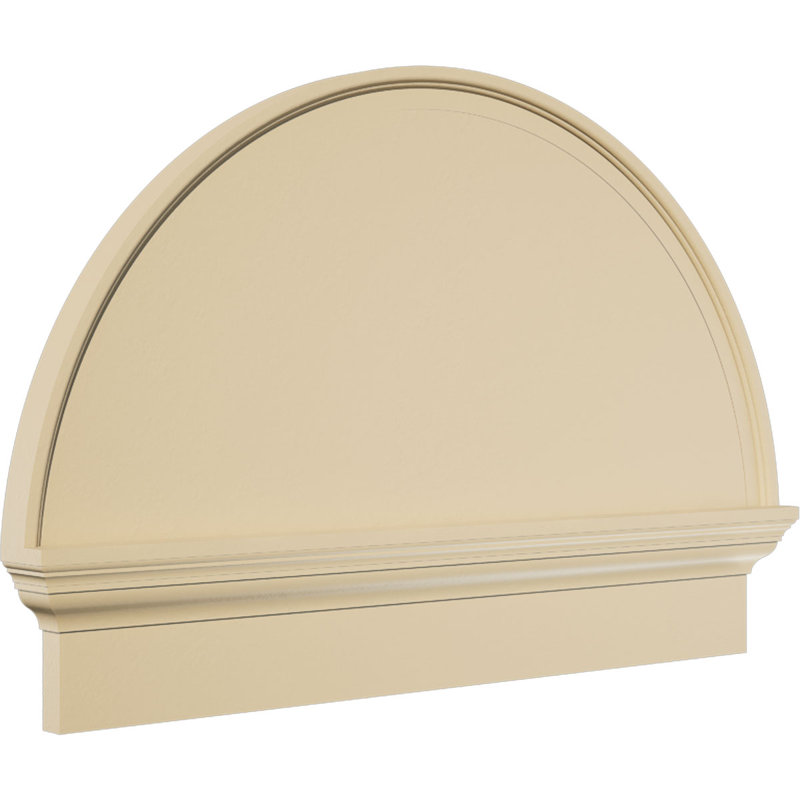 Half Round Signature Urethane Pediment, Primed Tan, 32" x 22.75" x 2.75", Combination, Smooth