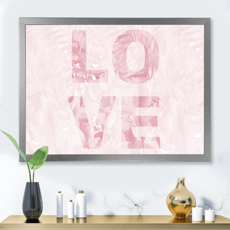 «Pink Pastel Love», reproduction sur toile encadrée, H 24 po x l 32 po x P 1 po, Encadrement argenté