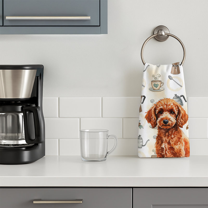 Toy Red Poodle Coffee Bar Kitchen Towel, Toy Red Poodle