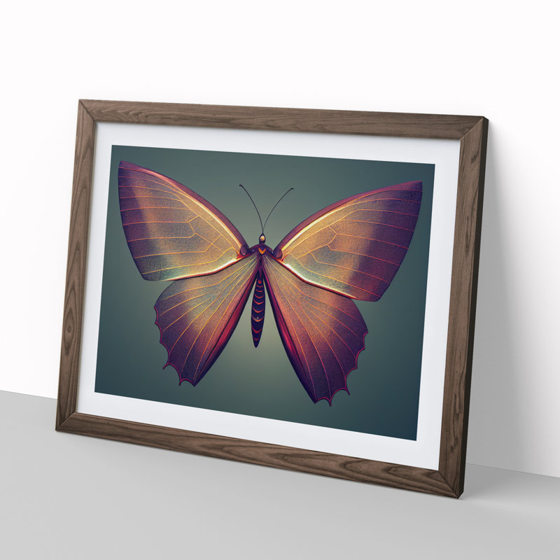 Compelling Butterfly - Single Picture Frame Print, Walnut Framed, 46cm H x 64cm W x 2cm D