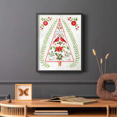 «Christmas Folk Tree», reproduction encadrée - bois massif