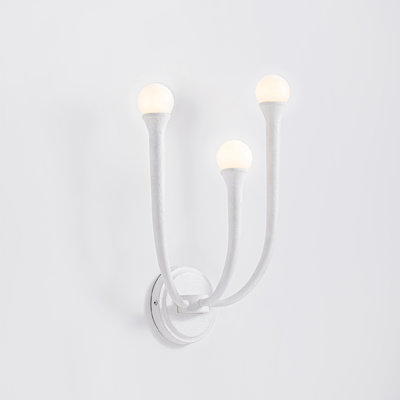 VidaLite Breeze 3-Light Matte White Wall Sconce, Wall Lamp In Modern Coastal Style With Opal White Glass Shades, Included G9 LED Bulbs, Unique Textured Design