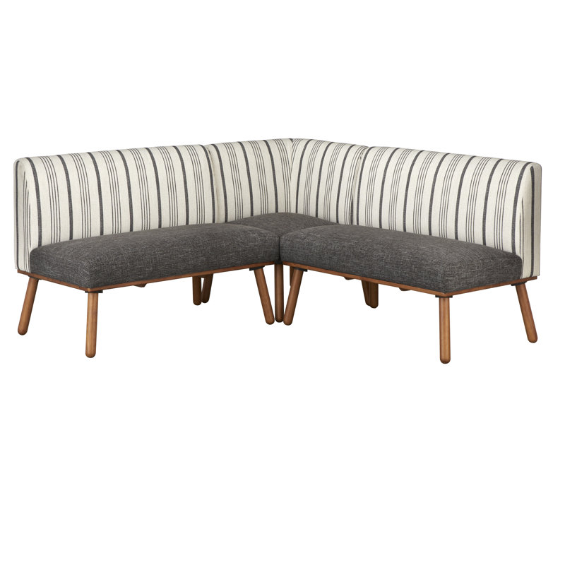 Ensemble de banquettes Nook 3 pièces Briette, Rayures noires