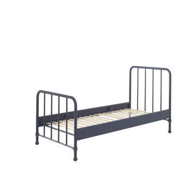 BRONXX Metal Bed In Cool Look Black Matt, Lying Surface 90 X 200 Cm