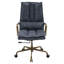 Chaise de bureau en cuir gris - pivotant à 360 degrés, hauteur de siège réglable, roulettes, base à 5 avec coussin, dossier charmant et dossier moderne