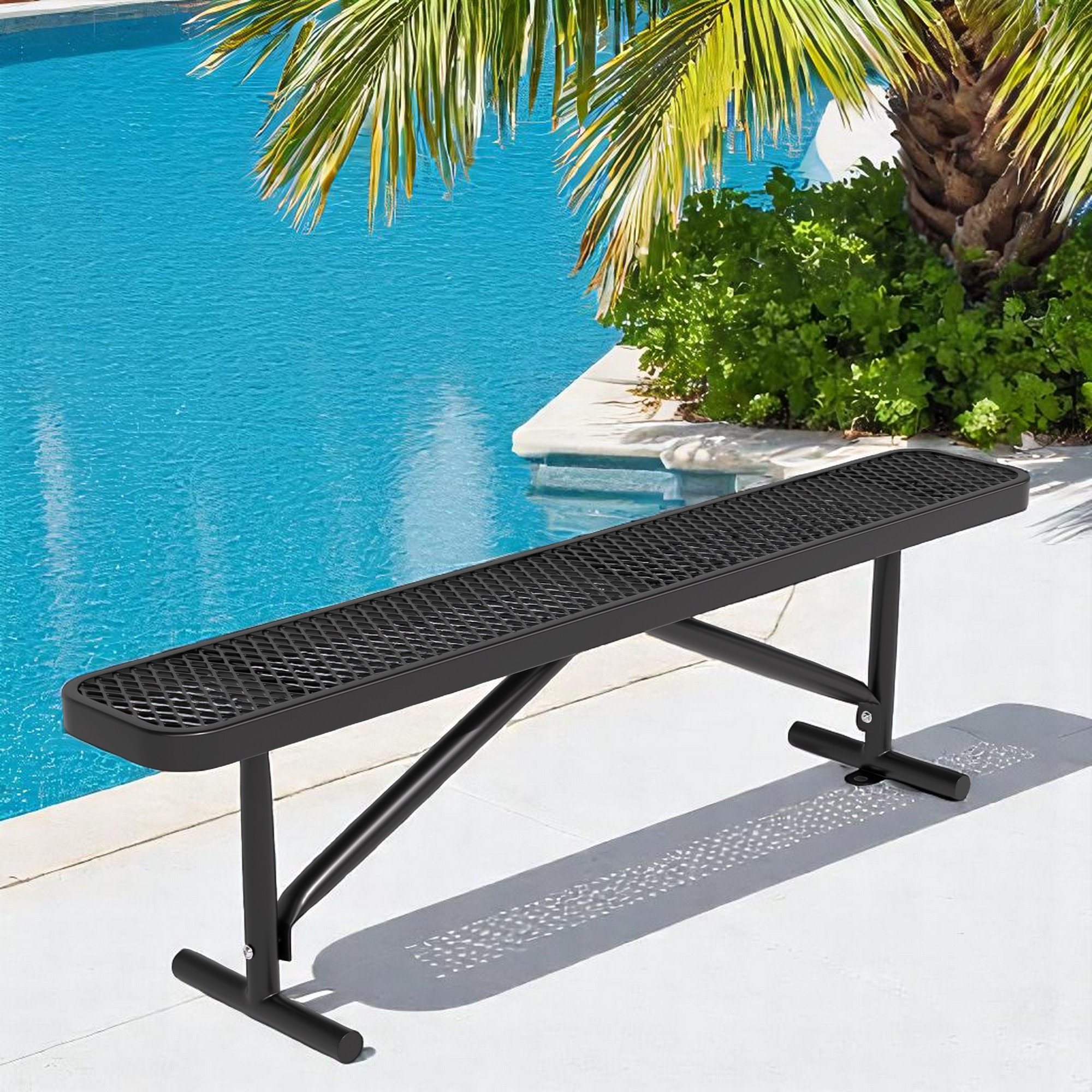 Arlmont & Co. Outdoor Steel Thermoplastic Coated Garden Bench, Picnic ...