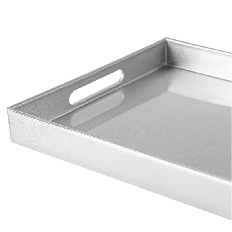 Argon Tableware - Rectangular Melamine Serving Trays - Set of 3, Silver