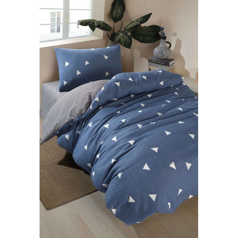 XXL Duvet Cover Set, Blue, 61 x 87 | 65% Cotton / 35% Polyester, 120 Thread Count | Includes 1 Pillowcase (31.5 x 31.5) | Machine Washable, Button Closure for Duvet, Envelope Pillowcase | Soft, Durable, and Stylish Bedding