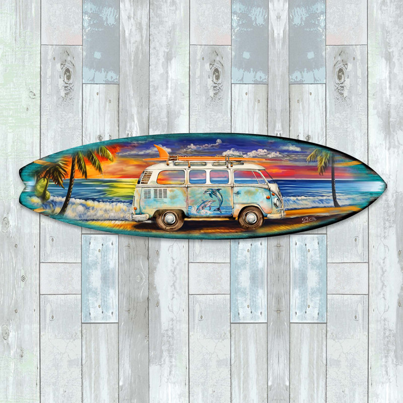 Décoration murale planche de surf, H 10 po x l 36 po x P 1 po