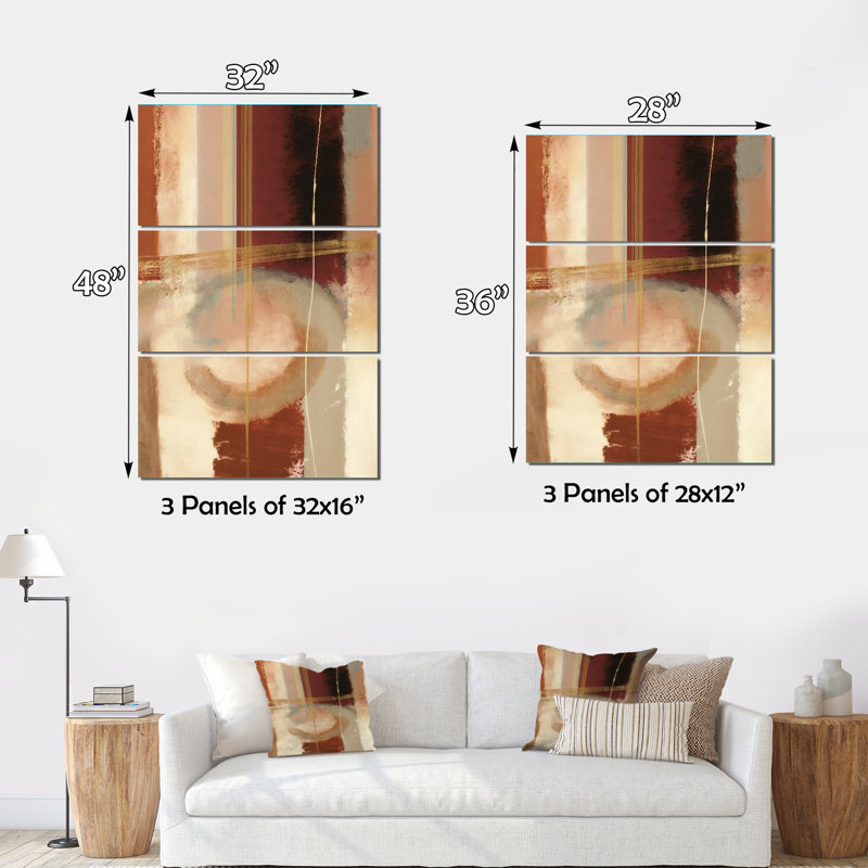 Chocolat brun élémentaire VI - ensemble d'art mural abstrait sur toile, H 36 po x l 28 po x P 1 po