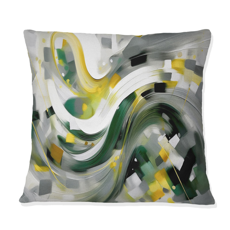 Coussin décoratif jaune et vert Abstracted Perspectives I