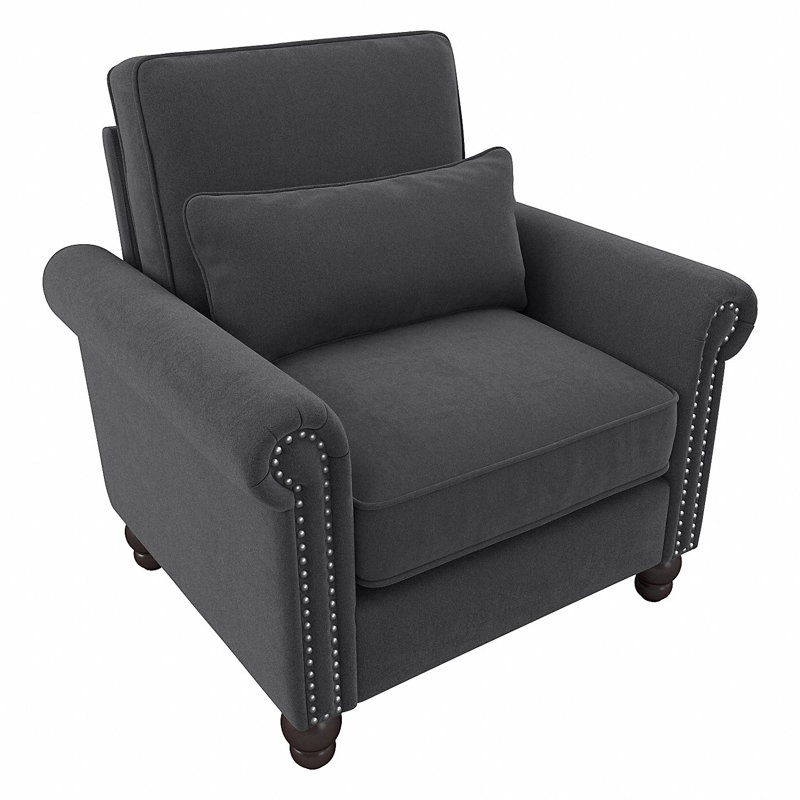 Atifah Upholstered Armchair, Charcoal Gray Polyester