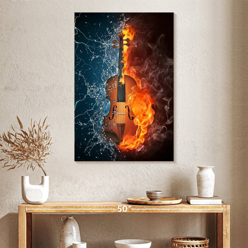 Abarca Water And Fire Violin, 39" H x 26" W