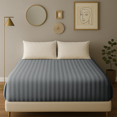 40cm Deep Pocket Microfiber Stripe Fitted Sheet