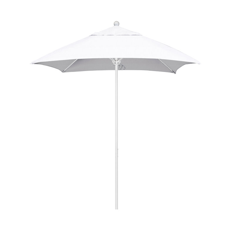 Parasol de marché carré 6 pi Hibo, Blanc mat, Toile toile naturelle Sunbrella®