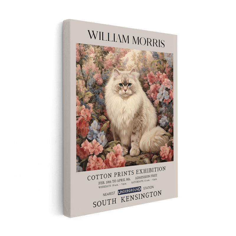 William Morris - chat persan, Unframed, Canvas, 24"H x 32"W