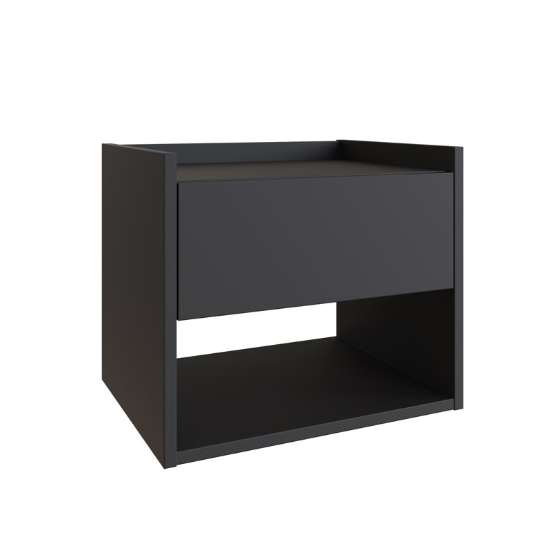 Beare 43cm W Particle Board / Chipboard Bedside Table, Anthracite