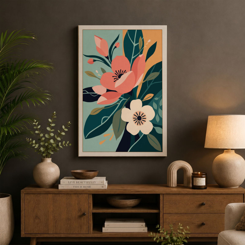 Blooming Botanica Botanical - Wrapped Canvas, 36x24 - 91.4 x 61.0 cm, Black Border