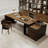 Dark-brown+Black Rectangular Solid Wood+Iron desks-108304500-108304501