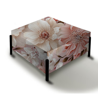Pink And White Poppies Blossoming Grace I - Floral Large Square Ottoman