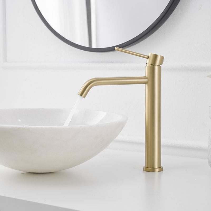 Robinet de lavabo vasque de salle de bain monocorps et monocommande, Or brossé