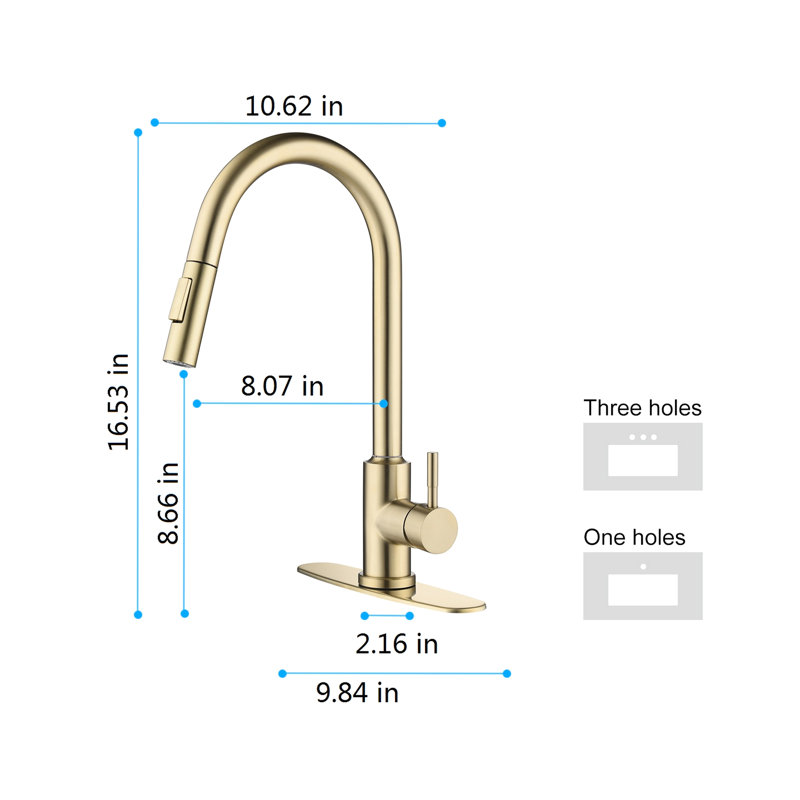 Touch Kitchen Faucet With Pull Down - 360-Degree Rotating, Single Handle Control For Water Temperature And Flow Rate, Rust, Gold Stainless Steel, 15.92 In. Depth, 10.22 Width, 9.12 Height, 4.61 Lb