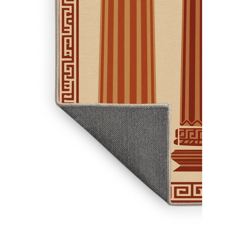 Soft Plush Burnham Athens Parthenon Classic Oriental Area Rug in Brown – Beige Binding, 6x9
